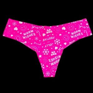 Victorias Secret Pink Supersoft Seamless No Show Thong  panty pink multiprint